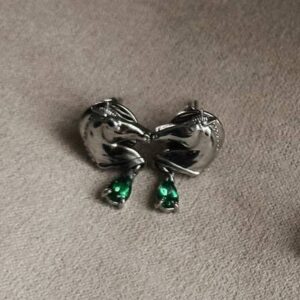 Серьги из серебра с натуральными камнями - зеленый